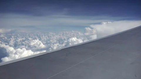Endless expanses in the sky, snow-white clouds and blue sky Stock Footage 111071849