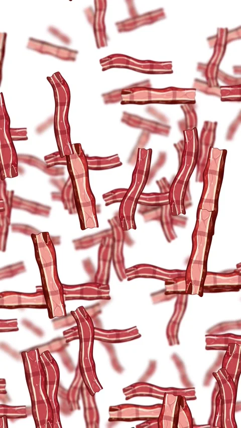 Endless Falling Bacon Strips on Clean White Background Stock Footage 324431443