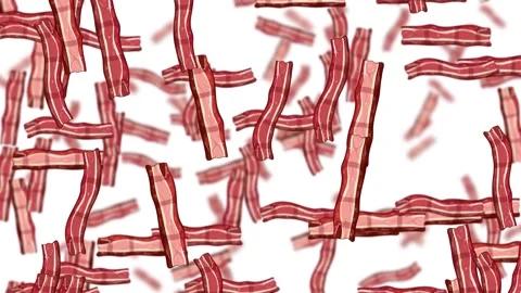 Endless Falling Bacon Strips on Clean White Background Stock Footage 326571962