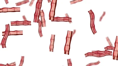 Endless Falling Bacon Strips on Clean White Background Stock Footage 328137651