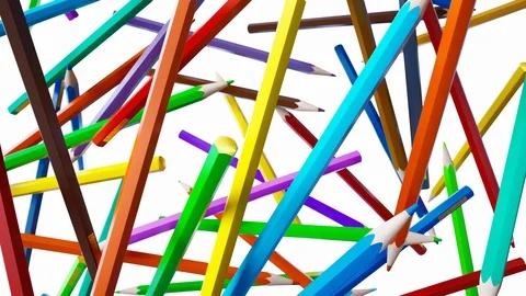 Endless falling color pencils, drop down of many colored artistic pencils. 動画素材 119401754