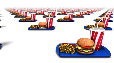 Endless Fast Foods front view loop Stock Footage 32934854