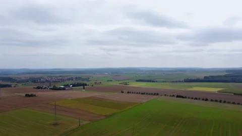 Endless fields near the village view from above Stock Footage 171758902