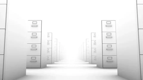 Endless File Cabinets low angle loop (White) Stock Footage 31912107