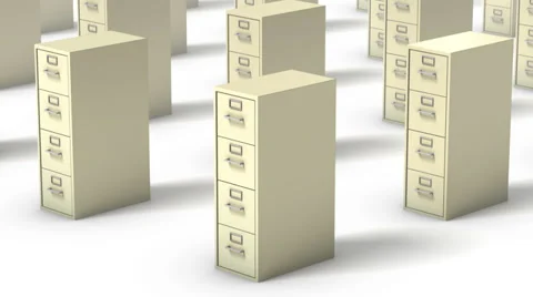 Endless File Cabinets vertigo effect (Beige) Stock Footage 31912186
