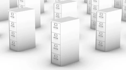 Endless File Cabinets vertigo effect (White) Stock Footage 31912233