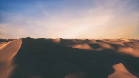 Endless flight in the endless hot desert with dunes and sandy mountains Stock Footage 142692470