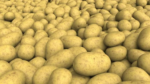 An endless flight over pile of potatoes - 3d render lopped. Video stock 237576485