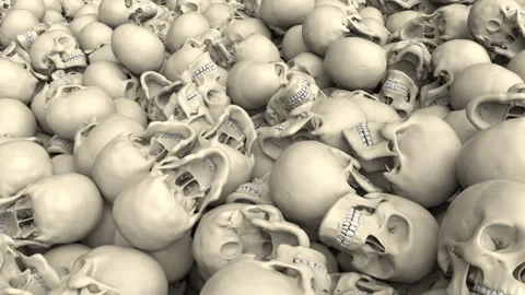 An endless flight over pile of skulls - 3d render looped. Stock Footage 276658238