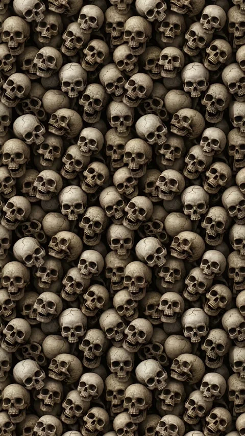 An endless flight over pile of skulls - looped. Stock Footage 316545157