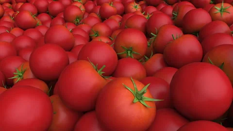 An endless flight over thousands of tomatoes - 3d render looped. Stock Footage 237659739