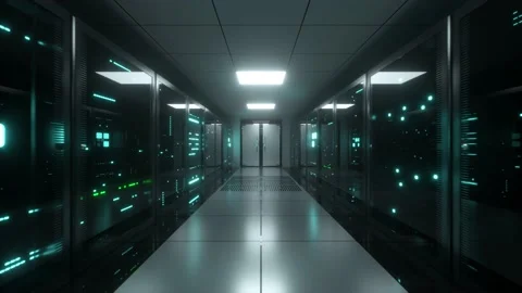 Endless flight on server blocks. Data center and internet with opening doors Stock Footage 131397642