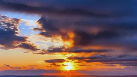 An endless flight through amazing pink clouds sunrise. Daytime. Loop Video stock 295231012