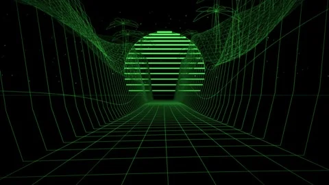 Endless Flight Through A Glowing Wireframe Tunnel Vídeos de archivo 344514339
