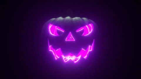 Endless flight through Halloween pumpkins with scary faces. Camera movement t Stock Illustration