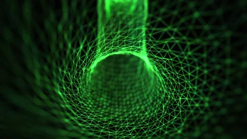 Endless flight through a neon crypto tunnel of colorful wires in the space. Stock Footage 268856090