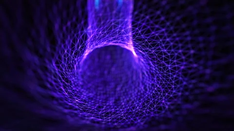 Endless flight through a neon sci-fi tunnel of colorful wires in the space. Stock Footage 268473189