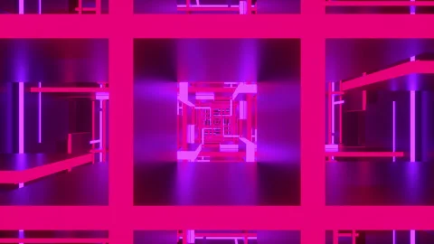 Endless Fly Through Neon Grid Construction Stock Footage 305063838