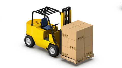 Endless Forklifts with Boxes vertigo effect Stock Footage 33910395