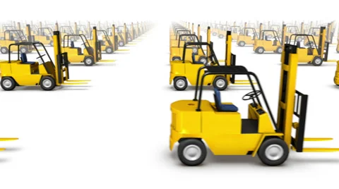 Endless Forklifts front view loop Stock Footage 33909918