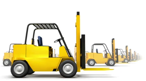 Endless Forklifts low angle loop  Stock Footage 33909762