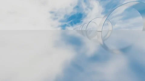 Endless forward movement. abstract minimalistic tunnel of glossy rings and plane Stock Footage 308311740