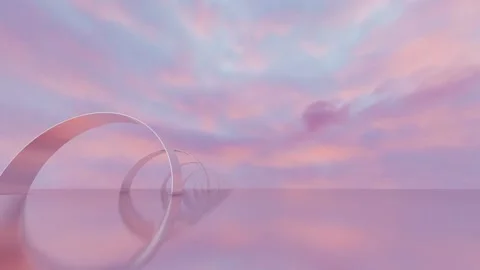 Endless forward movement. abstract minimalistic tunnel of glossy rings and plane Video stock 308311742