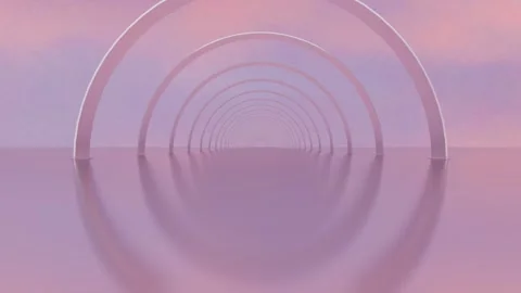 Endless forward movement. abstract minimalistic tunnel of glossy rings and plane Stock Footage 308311746