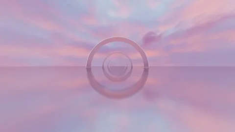 Endless forward movement. abstract minimalistic tunnel of glossy rings and plane Video stock 308311747
