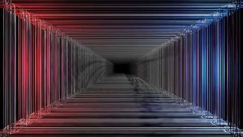 Endless forward movement in a dark abstract tunnel of silver square frames with  Video stock 310882223