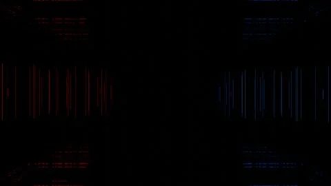 Endless forward movement in dark abstract black tunnel of lines with blue red ba Stock Footage 310882225
