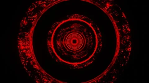 Endless forward movement in a dark corridor of round rings with red lighting. 3d Stock Footage 301515128
