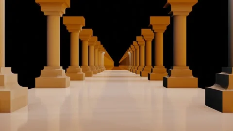 Endless forward movement in a dark corridor with 3D rows of columns. 3D render l Video stock 301515160