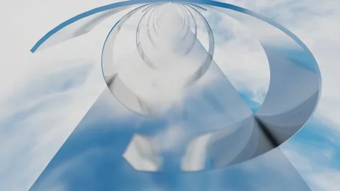 Endless forward movement on glossy road inside abstract tunnel of rotating pipe  Video stock 308376407