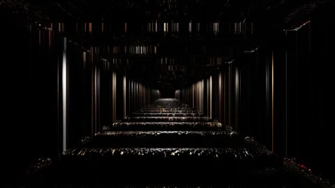 Endless forward movement inside abstract rectangular dark tunnel with rusty meta Stock Footage 300187728
