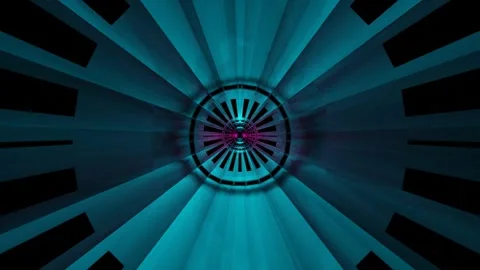 Endless forward movement inside abstract round tunnel with purple and blue backl 스톡 동영상 300187870