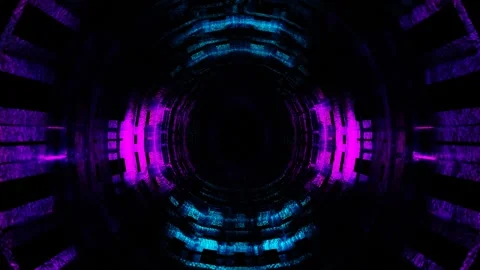 Endless forward movement inside abstract round tunnel with purple and blue backl Stock-Footage 300187914