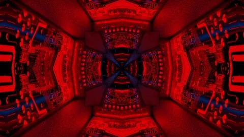 Endless forward movement inside abstract tunnel with red glow. techno concept. 3 Stock Footage 302060806