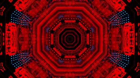 Endless forward movement inside abstract tunnel with red glow. techno concept. 3 Stock-Footage 302061133
