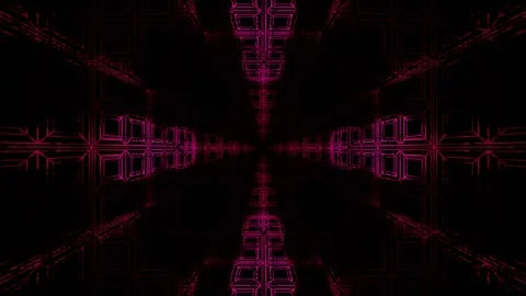 Endless forward movement inside abstract dark tunnel with purple frame. 3d rende Stock Footage 305157424