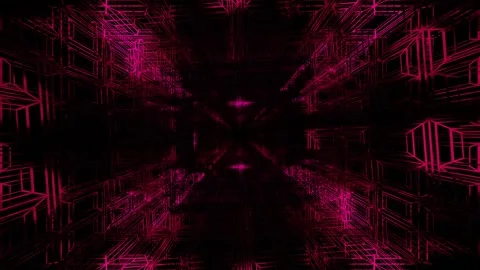 Endless forward movement inside abstract dark tunnel with purple frame. 3d rende 스톡 동영상 305157472