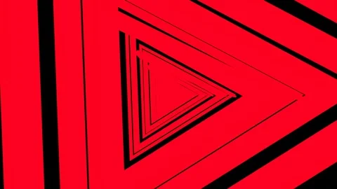 Endless forward movement inside an abstract tunnel of bright red triangles. 3d r Video stock 306157872