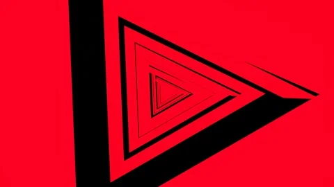Endless forward movement inside an abstract tunnel of bright red triangles. 3d r Stock Footage 306157883