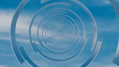 Endless forward movement inside abstract tunnel of rotating pipe parts against b Stock-Footage 308376389