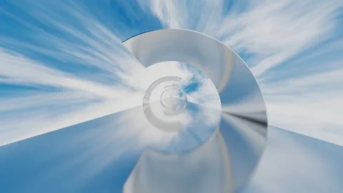 Endless forward movement inside abstract tunnel of rotating pipe parts against 4 Stock Footage 308376394