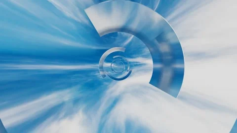Endless forward movement inside abstract tunnel of rotating pipe parts against b 库存影片 308376402