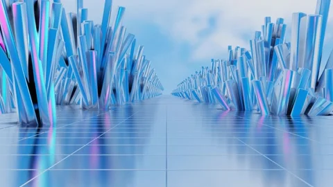 Endless forward movement inside an abstract tunnel of glossy cubic crystal clust 库存影片 309224645