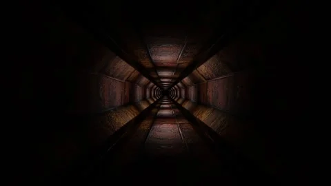 Endless forward movement inside a dark rusty corridor. 3d render. looped animati Stock Footage 302069392