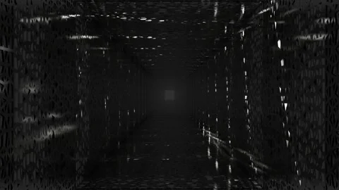 Endless forward movement inside a dark gloomy tunnel with white lighting and abs Video stock 304650105