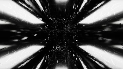 Endless forward movement inside a dark gloomy tunnel with white lighting and abs Video stock 304650113